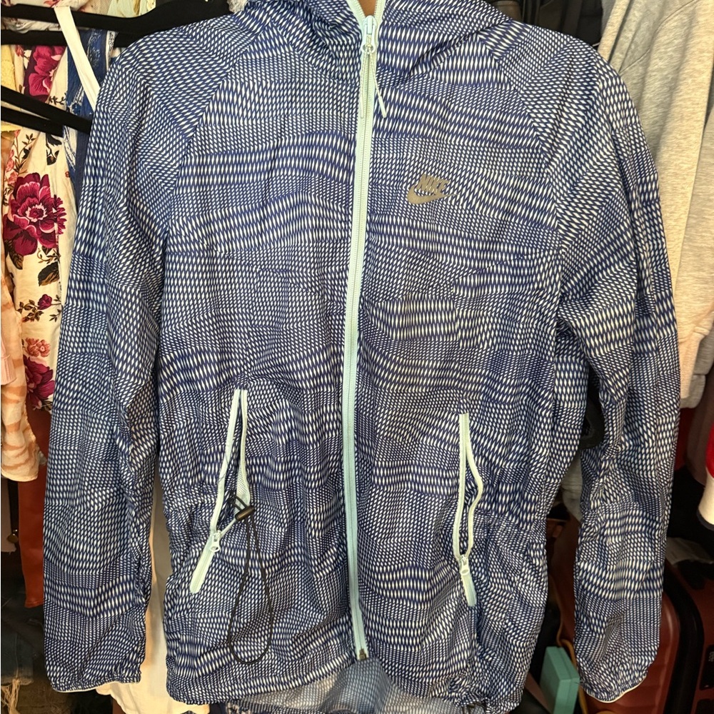 Blue and White Nike Windbreaker Jacket